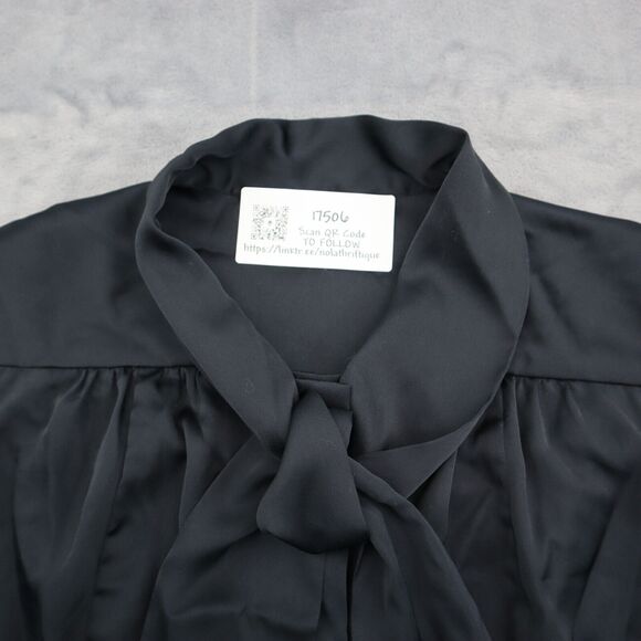 Pleated Shirt Womens Black Long Sleeve Rhinestone Beaded Button Tunic Blouse - Picture 6 of 16